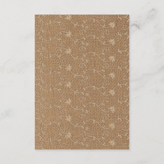 Rustieke jute kant zonnebloem bruiloft receptie informatiekaartje (Achterkant)