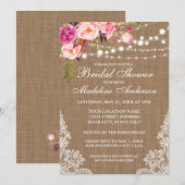 Rustieke Jute Lichten Kant Bloem Bruidsfeest Kaart (Voorkant / Achterkant)