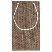Rustieke jute-look bruin gedrukte achtergrond klein cadeauzakje (Achterkant)