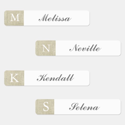 Rustieke jute monogram waterdichte labels (Groep)