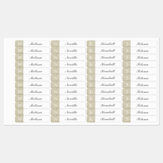 Rustieke jute monogram waterdichte labels (Vel)