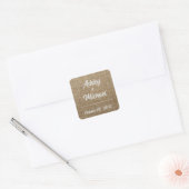 rustieke jute natuur patroon Bruiloft Vierkante Sticker (Envelop)