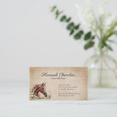 Rustieke jute, paardenwilde bloem ruitersport visitekaartje (Staand voorkant)