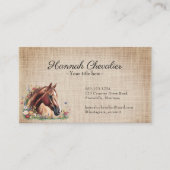 Rustieke jute, paardenwilde bloem ruitersport visitekaartje (Voorkant)