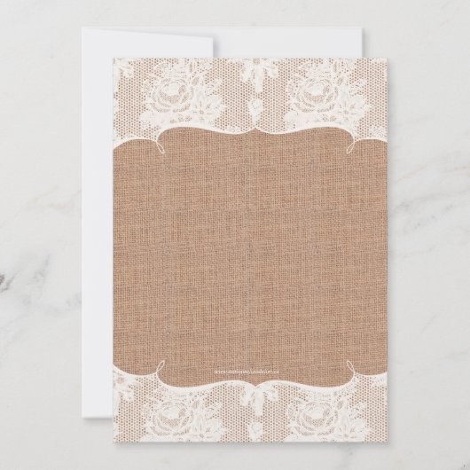 Rustieke jute print & kant bruiloft uitnodiging (Achterkant)