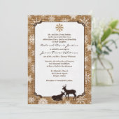 Rustieke jute, sneeuwvlokken & herten bruiloft uit kaart (Staand voorkant)