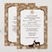 Rustieke jute, sneeuwvlokken & herten bruiloft uit kaart (Voorkant / Achterkant)