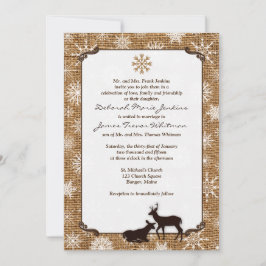 Rustieke jute, sneeuwvlokken & herten bruiloft uit kaart