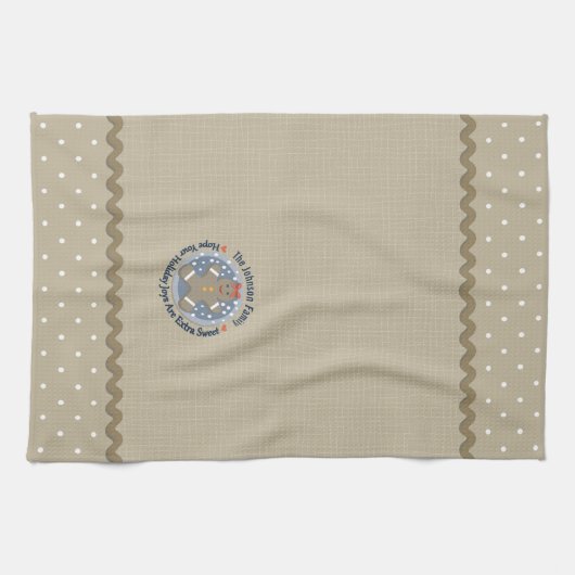 Rustieke Jute Stijl Suikerkoek Man Monogram Gebord Theedoek (Horizontaal)