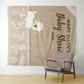 Rustieke Jute Stof Lammetje Baby Shower Achtergron Wandkleed (In Situ (horizontaal))