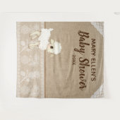 Rustieke jute stof Little Lamb Baby Shower Achterg Wandkleed (Voorkant (horizontaal))