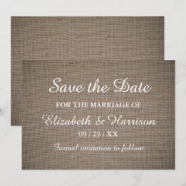 Rustieke jute trouwdag save the date