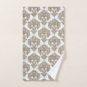 Rustieke jute & witte royale glamour damast bad handdoek (Handdoek)