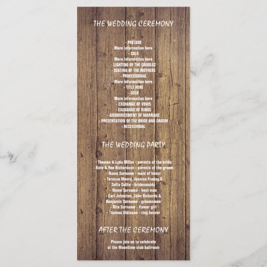 rustieke jute zonnebloemen lichten bruiloft progra programmakaart (Achterkant)