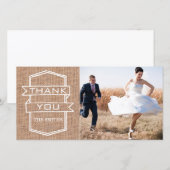 Rustieke juteprint bruiloft foto dankkaartjes bedankkaart (Voorkant / Achterkant)