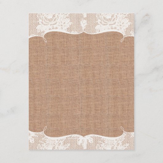 Rustieke juteprint & kant ontvangst uitnodiging informatiekaartje (Achterkant)
