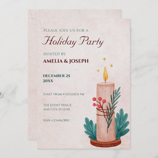  rustieke kaars kerst nieuwjaar kaart (Voorkant / Achterkant)