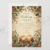 Rustieke kaars Pinecone Kerstmis Kaart (Voorkant)