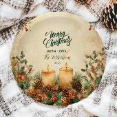 Rustieke kaars Pinecone Kerstmis Papieren Bordje