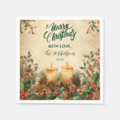 Rustieke kaars Pinecone Kerstmis Servet (Voorkant)