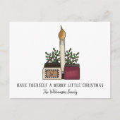 Rustieke kaarsen en bessen Kerstmis Feestdagenkaart (Voorkant)