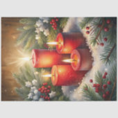 Rustieke kaarsen hulst bes Kerstmis tissuepapier (Voorkant)