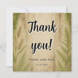 Rustieke kaart met boomstam en mos bos bedankje