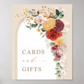 Rustieke Kaarten en Cadeaus Tropisch Boho Bloemen  Poster (Voorkant)