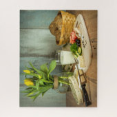 Rustieke kaas Brood Voedsel Tulp Bloemen Legpuzzel (Verticaal)