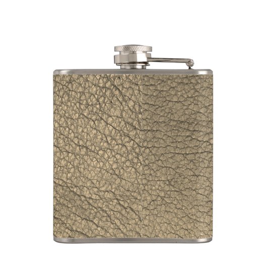 Rustieke kaki faux leer monogram naam baas heupfles (Achterkant)