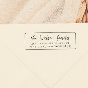 Rustieke kaligrafie familie ingelijst retouradres zelfinktende stempel