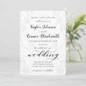 Rustieke kalligrafie Acanthus Damask Wedding Kaart (Staand voorkant)