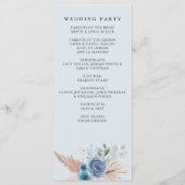 Rustieke kalligrafie Boho Dusty Blue Pampas bruilo Programmakaart (Achterkant)