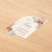 Rustieke kalligrafie Boho terracotta pampas bruilo Acryl Uitnodigingen (Laagn)