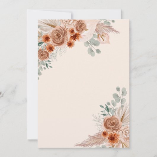 Rustieke kalligrafie Boho terracotta pampas bruilo Kaart (Achterkant)