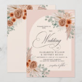 Rustieke kalligrafie Boho terracotta pampas bruilo Kaart (Voorkant / Achterkant)