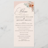 Rustieke kalligrafie Boho terracotta pampas bruilo Programmakaart (Voorkant)