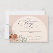 Rustieke kalligrafie Boho terracotta pampas bruilo RSVP Kaartje (Voorkant)