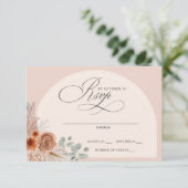 Rustieke kalligrafie Boho terracotta pampas bruilo RSVP Kaartje (Staand voorkant)
