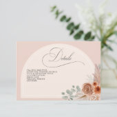 Rustieke kalligrafie Boho Terracotta Pampas Detail Informatiekaartje (Staand voorkant)