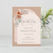 Rustieke kalligrafie Boho Terracotta Pampas Save The Date (Staand voorkant)