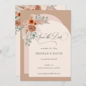 Rustieke kalligrafie Boho Terracotta Pampas Save The Date (Voorkant / Achterkant)
