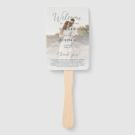 Rustieke kalligrafie bruiloft ceremonie programma handwaaier