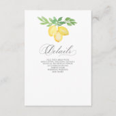 Rustieke kalligrafie Citrus zomer bruiloft Informatiekaartje (Voorkant)