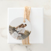 Rustieke kalligrafie foto bruiloft dank u gunst bedankjes labels (In situ)