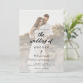 Rustieke kalligrafie foto bruiloft kaart (Staand voorkant)