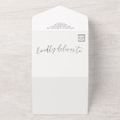 Rustieke kalligrafie foto bruiloft QR-code All In One Uitnodiging (Buitenkant)