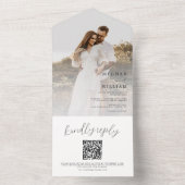 Rustieke kalligrafie foto bruiloft QR-code All In One Uitnodiging (Binnen)