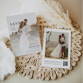 Rustieke kalligrafie foto QR code bruiloft Save The Date