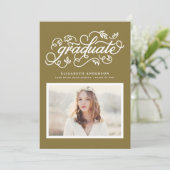 Rustieke kalligrafie gouden foto Afstuderen Kaart (Staand voorkant)